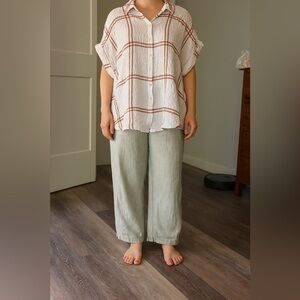 JANE AND DELANCEY | Delicate Plaid Button-Up Dolman Short Sleeve Shirt